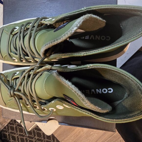 Womens Converse CHUCK TAYLOR ALL STAR LUGGED HEEL PLATFORM LEATHER HI SZ 7 GREEN - Picture 10 of 14